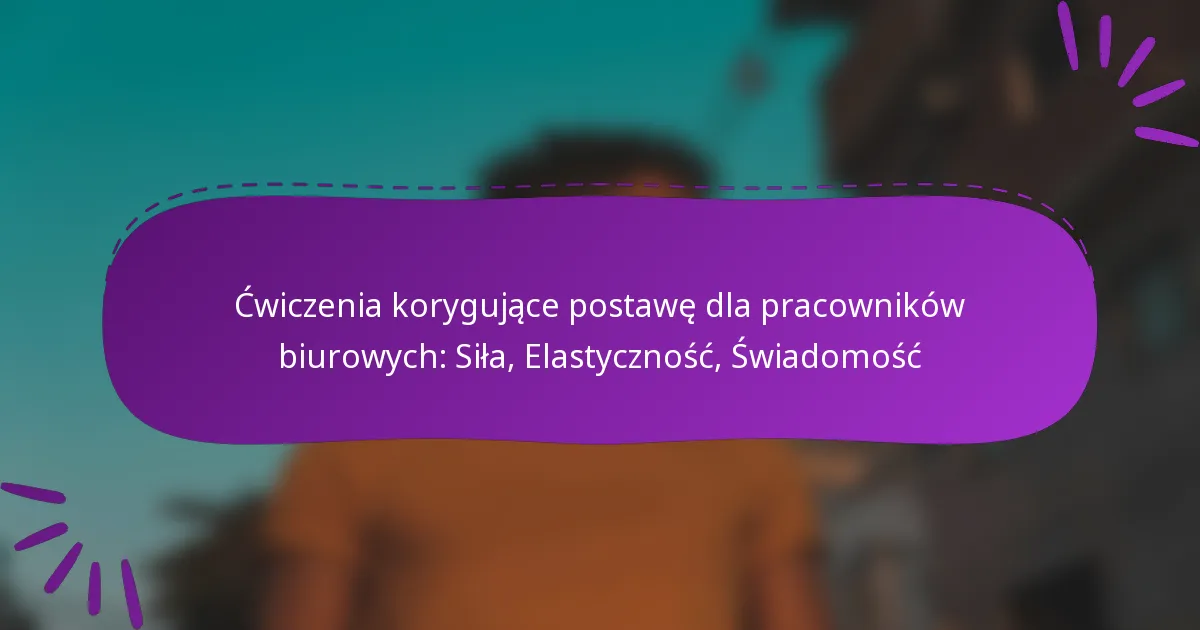 Ćwiczenia korygujące postawę dla pracowników biurowych: Siła, Elastyczność, Świadomość