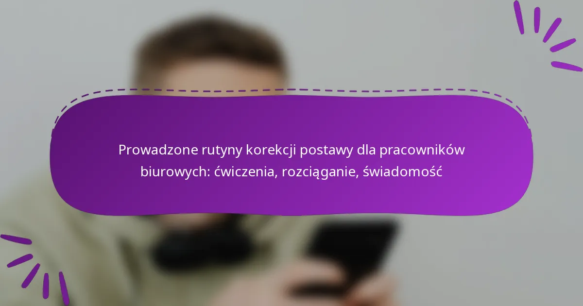 Prowadzone rutyny korekcji postawy dla pracowników biurowych: ćwiczenia, rozciąganie, świadomość