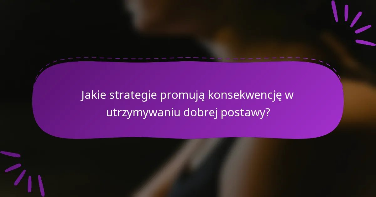 Jakie strategie promują konsekwencję w utrzymywaniu dobrej postawy?
